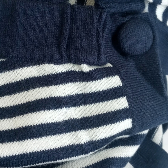 Merona Navy Blue White Stripe Rayon Blend 3/4 Sleeve Button Up Cardigan XS - Picture 13 of 16